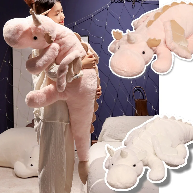Giant Dragon Plush Toy With Unicorn Horn And Wings Oversized Hug Pillow Fall 2025 Cozy Nap Sleeping Gift