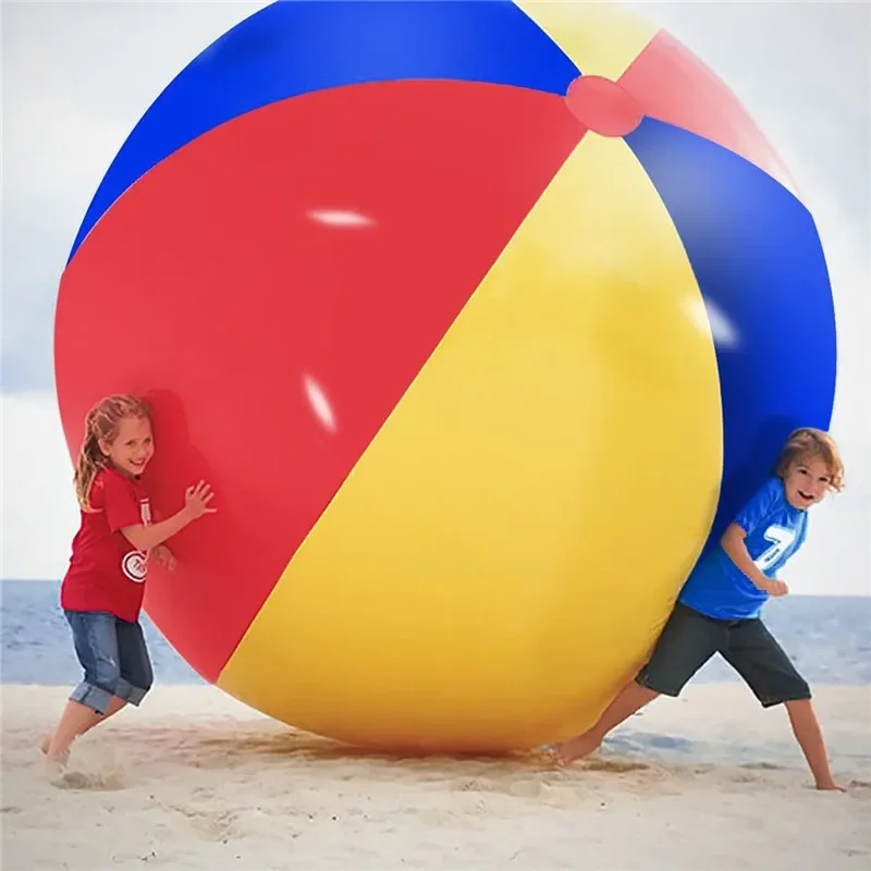 Giant Inflatable Beach Ball, Durable PVC Sports Ball for Outdoor Water Games, 100cm & 200cm, Bright Colors - Image 4