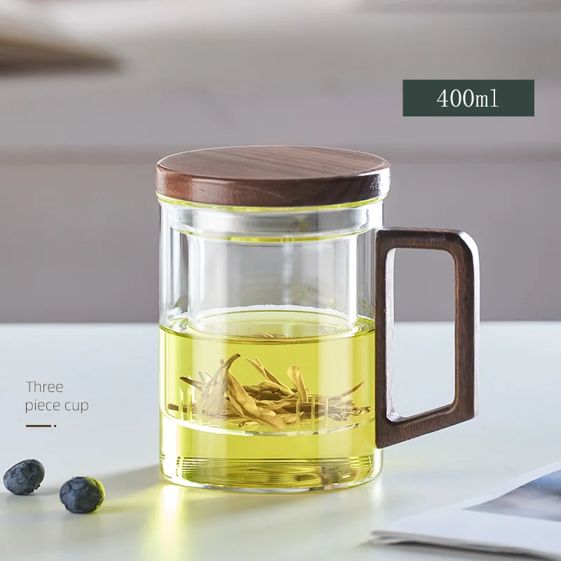 Glass Tea Cup With Wood Handle Heat Resistant Puer Filter Mug Kung Fu Tea Set Fall 2025 Easy Brewing - Image 8