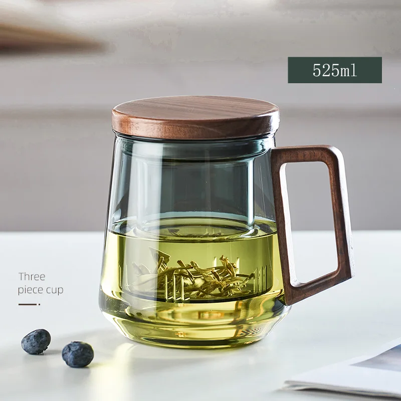 Glass Tea Cup With Wood Handle Heat Resistant Puer Filter Mug Kung Fu Tea Set Fall 2025 Easy Brewing - Image 9