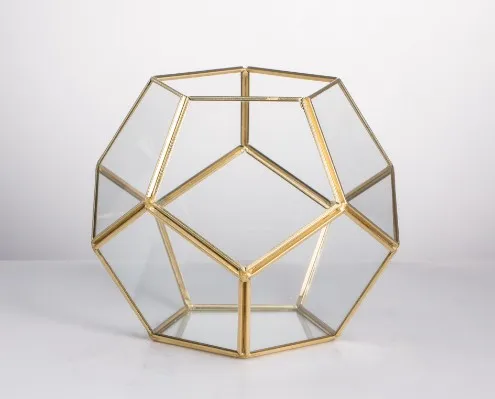 Glass Terrarium Gold Geometric Planter Modern Desktop Plant Display Fall 2025, Succulent Bonsai Gift - Image 8