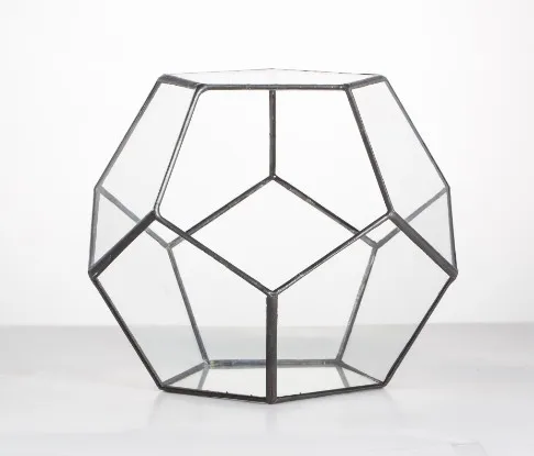 Glass Terrarium Gold Geometric Planter Modern Desktop Plant Display Fall 2025, Succulent Bonsai Gift - Image 9