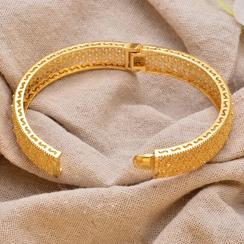 Gold Plated Bangles Luxury Arabic Wedding Bracelet - Image 11