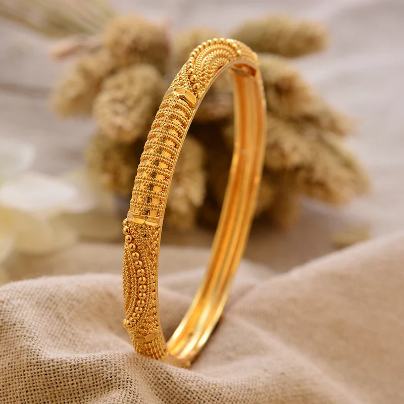 Gold Plated Bangles Luxury Arabic Wedding Bracelet - Image 29