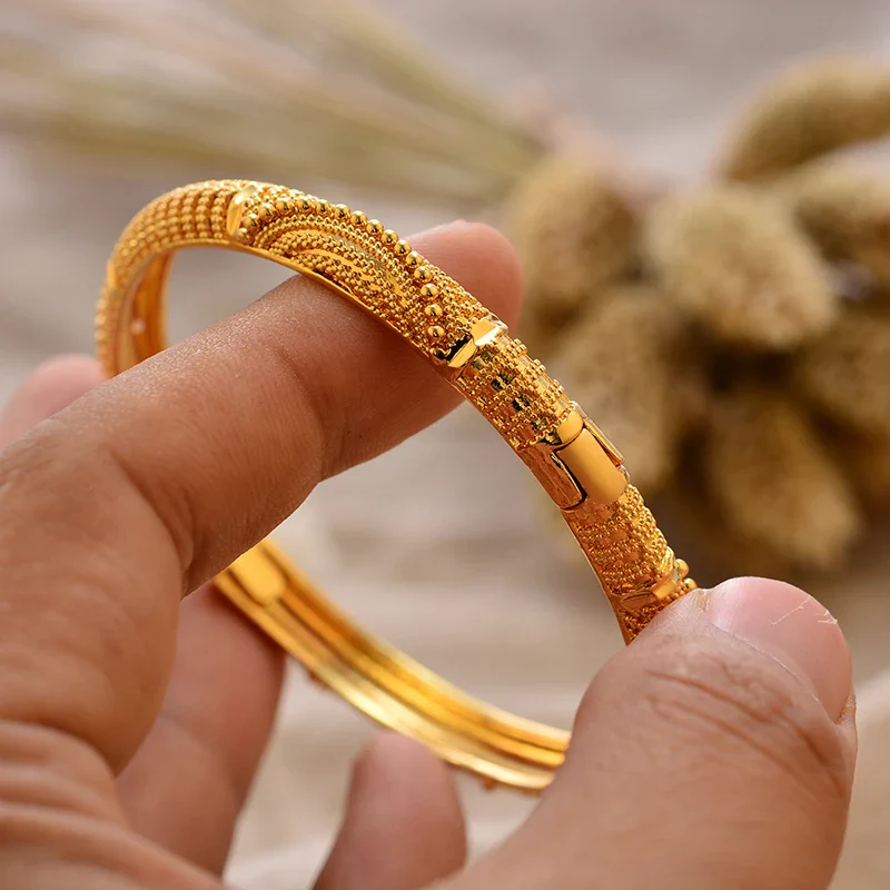 Gold Plated Bangles Luxury Arabic Wedding Bracelet - Image 52