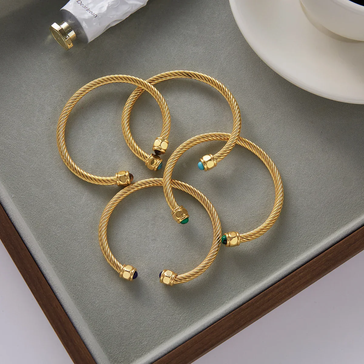 Gold Plated Stainless Steel Stackable Bracelet Set Cuff Jewelry For Elegant Layering Spring 2026 Gift - Image 5