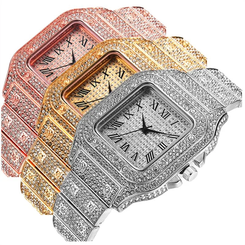Gold Watch Rhinestone Bracelet Unisex Wristwatch Holiday 2025 Sparkling Quartz Statement Gift - Image 3