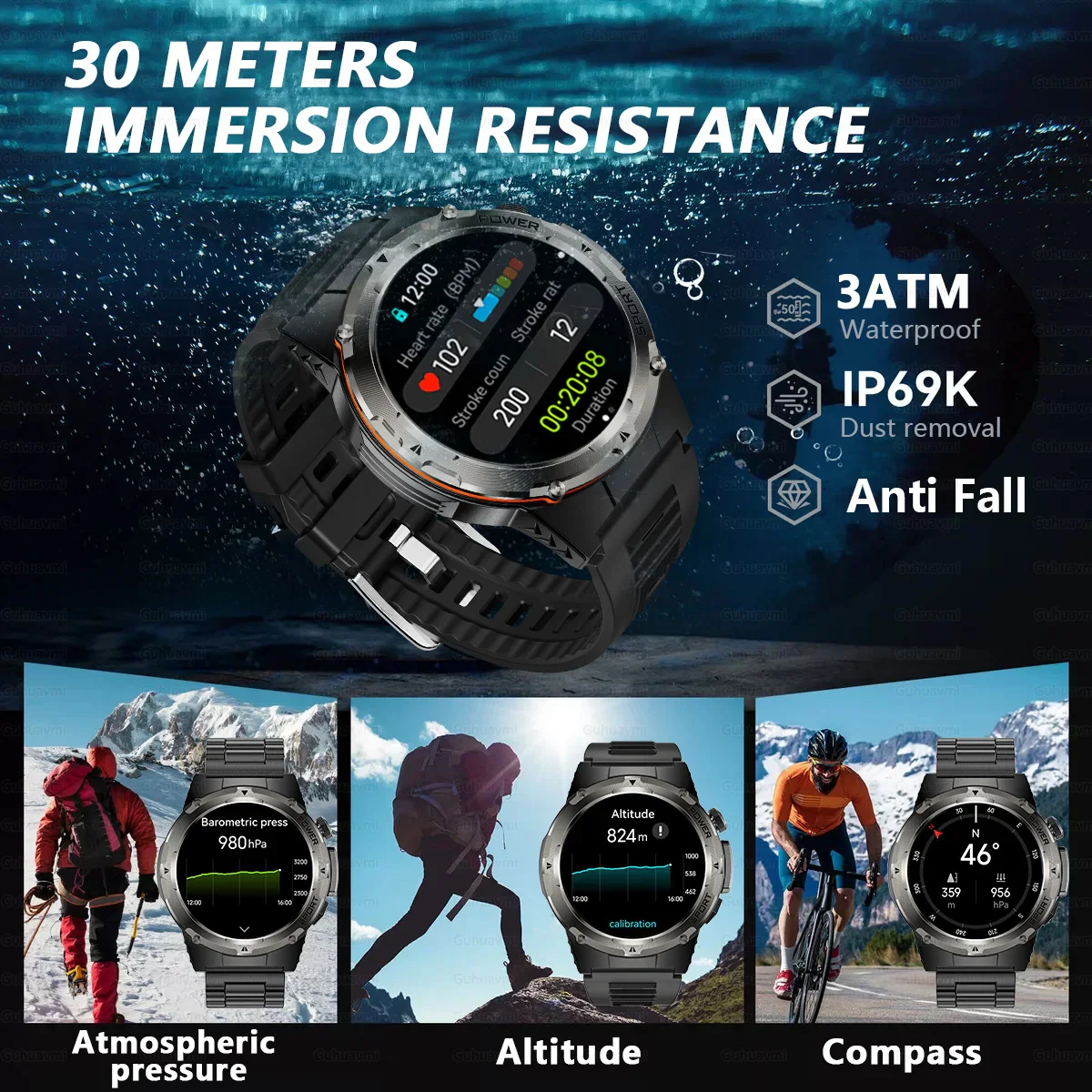 GPS Sports Smart Watch With AMOLED Display Compass NFC HD Calls Waterproof 500mAh Battery Fall 2025 Outdoor Trend - Image 5