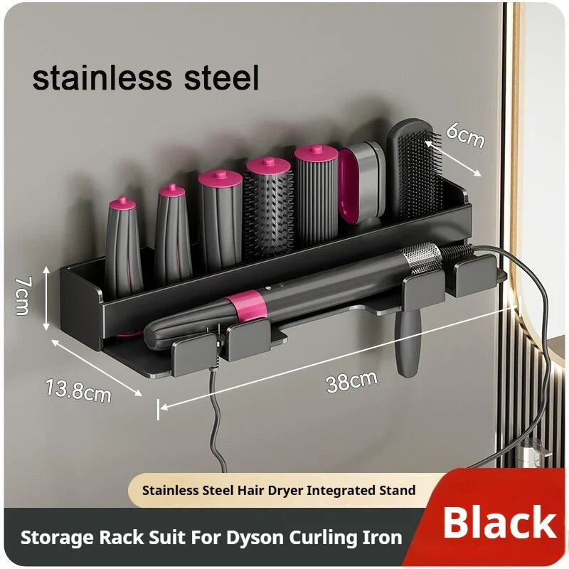 Hair Dryer Holder Aluminum Wall Mount Shelf Airwrap Organizer Fall 2025 Space Saving Bathroom Rack - Image 10