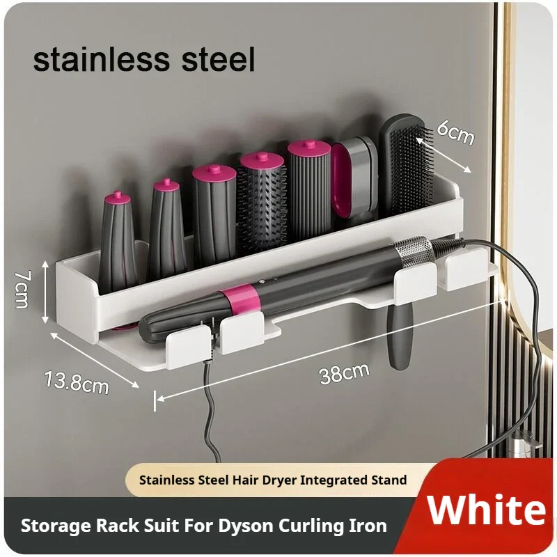 Hair Dryer Holder Aluminum Wall Mount Shelf Airwrap Organizer Fall 2025 Space Saving Bathroom Rack - Image 11