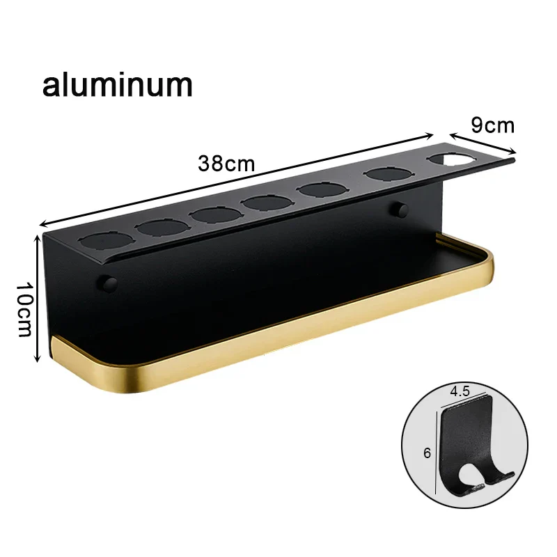 Hair Dryer Holder Aluminum Wall Mount Shelf Airwrap Organizer Fall 2025 Space Saving Bathroom Rack - Image 14