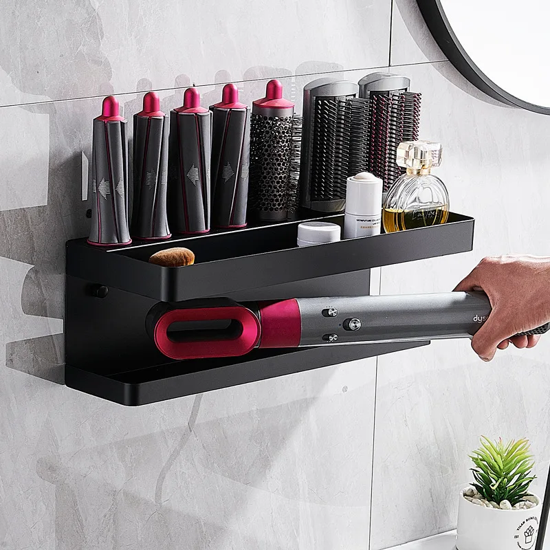 Hair Dryer Holder Aluminum Wall Mount Shelf Airwrap Organizer Fall 2025 Space Saving Bathroom Rack - Image 2