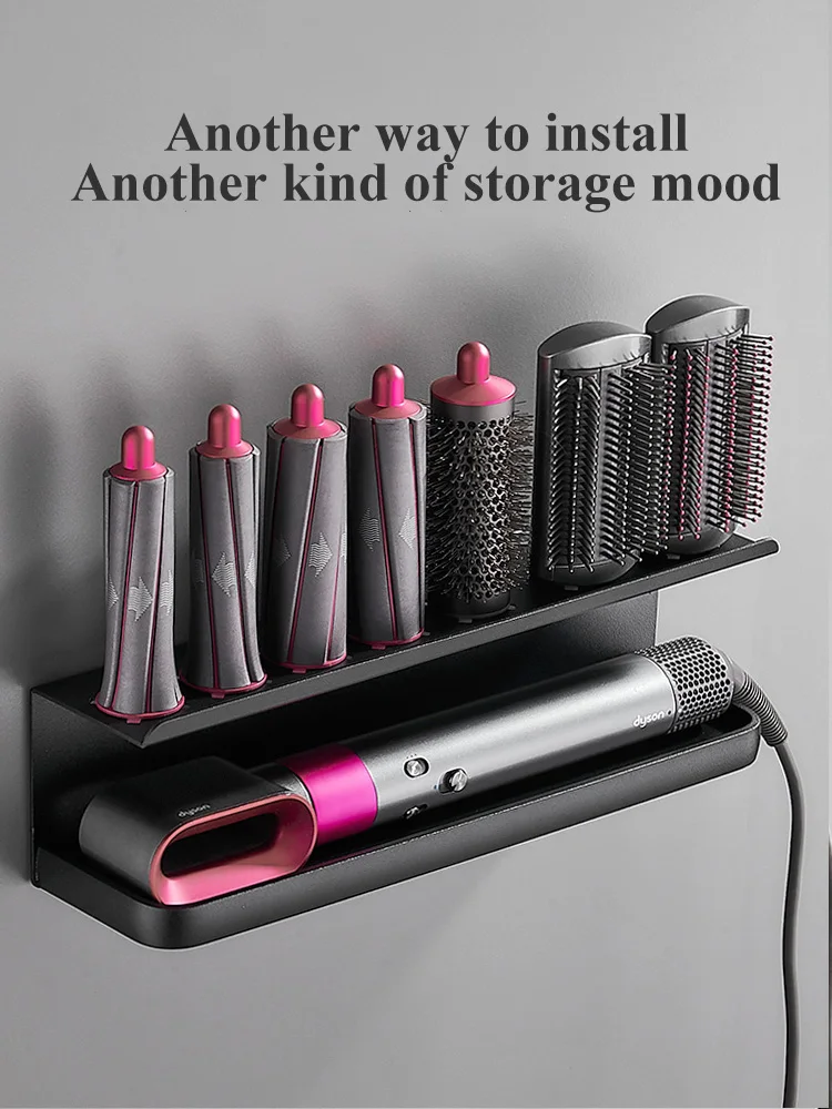Hair Dryer Holder Aluminum Wall Mount Shelf Airwrap Organizer Fall 2025 Space Saving Bathroom Rack - Image 3