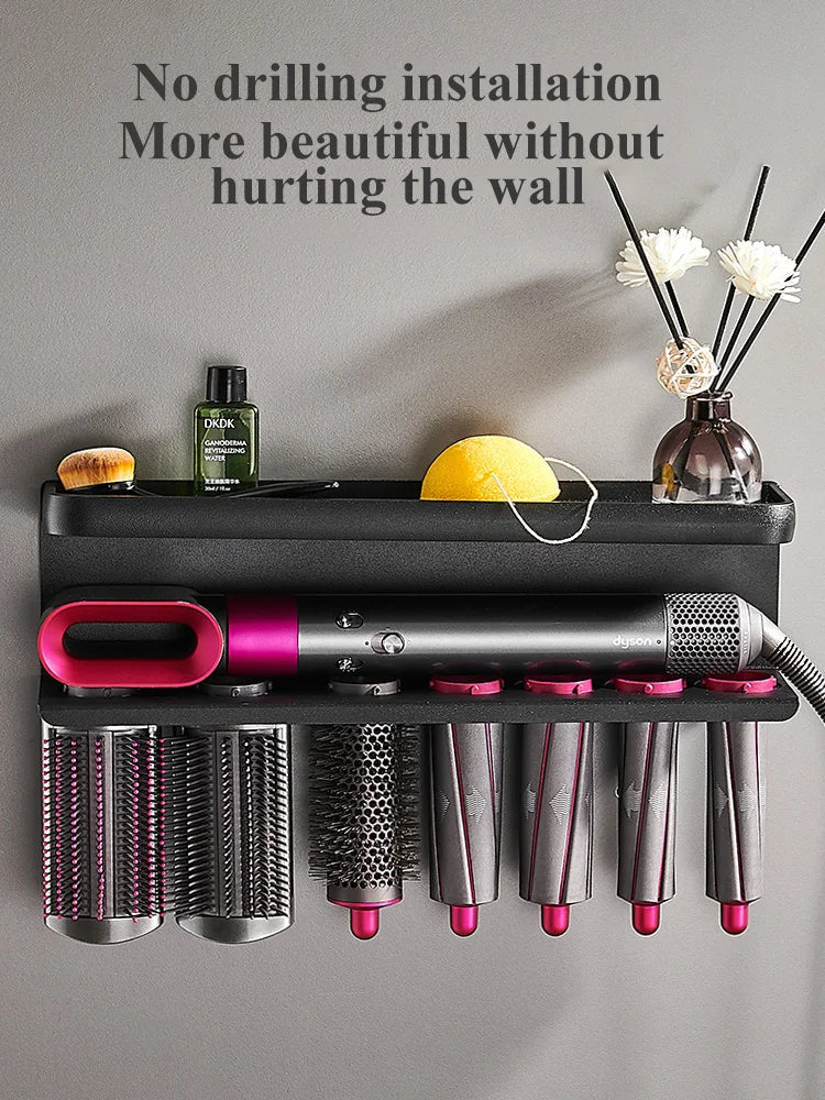 Hair Dryer Holder Aluminum Wall Mount Shelf Airwrap Organizer Fall 2025 Space Saving Bathroom Rack - Image 4