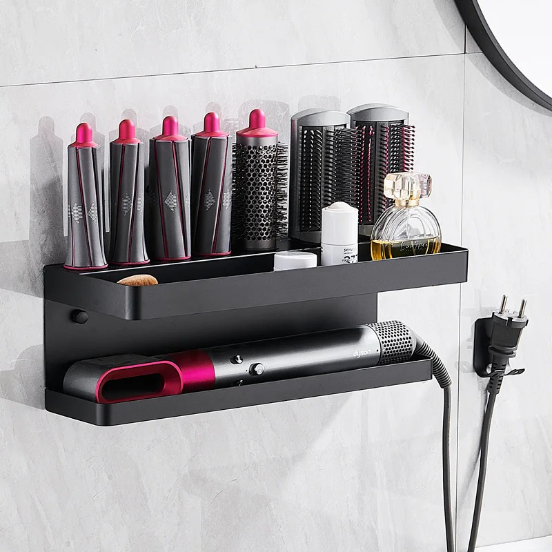 Hair Dryer Holder Aluminum Wall Mount Shelf Airwrap Organizer Fall 2025 Space Saving Bathroom Rack - Image 6
