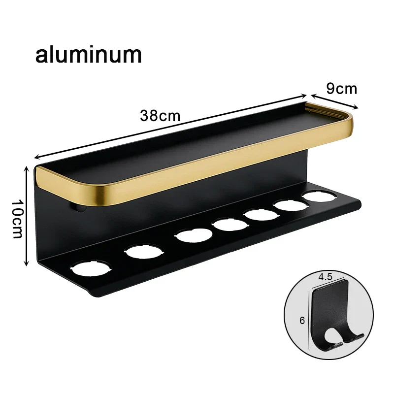 Hair Dryer Holder Aluminum Wall Mount Shelf Airwrap Organizer Fall 2025 Space Saving Bathroom Rack - Image 7