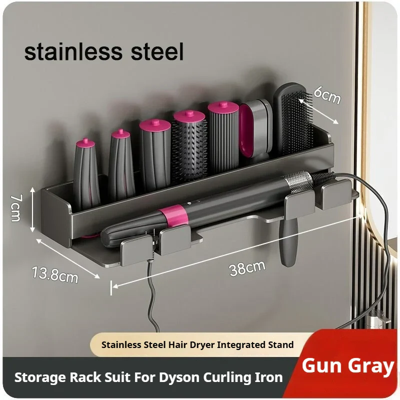 Hair Dryer Holder Aluminum Wall Mount Shelf Airwrap Organizer Fall 2025 Space Saving Bathroom Rack - Image 9