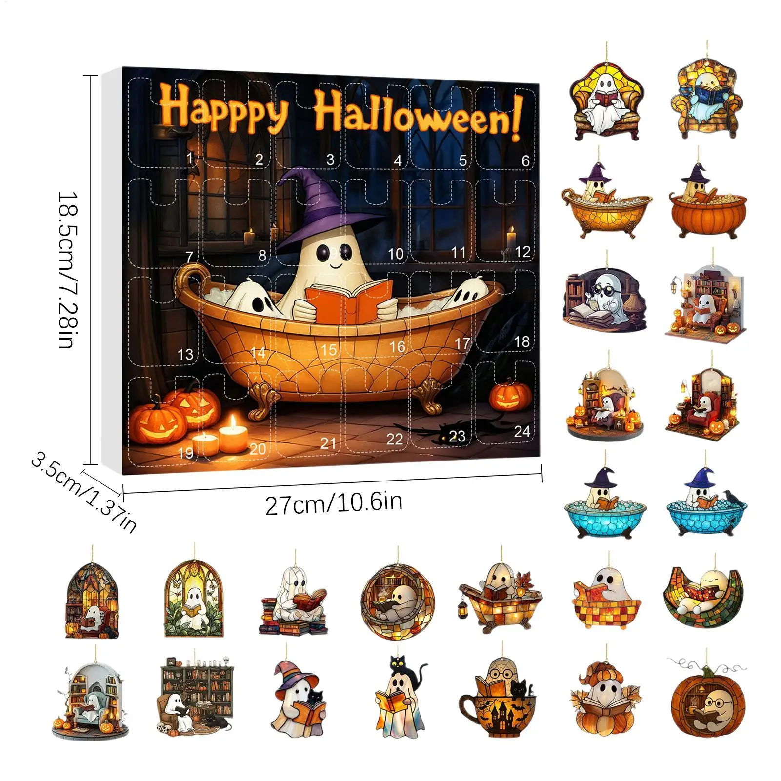 Halloween Advent Calendar 24 Days Ghost Pendant Decor - Image 6