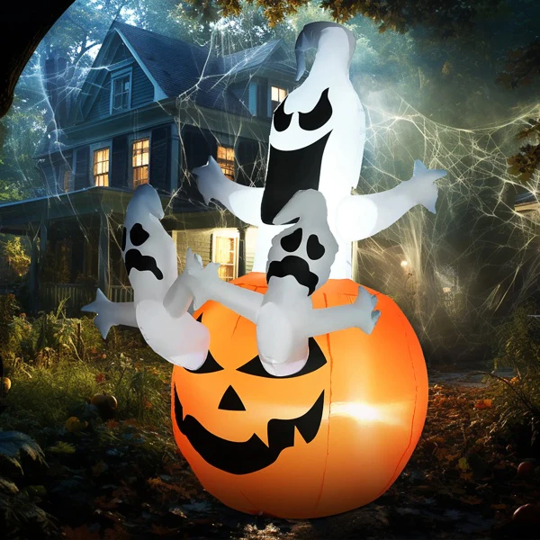 Halloween Inflatable Decoration Pumpkin With Ghosts LED - Image 8