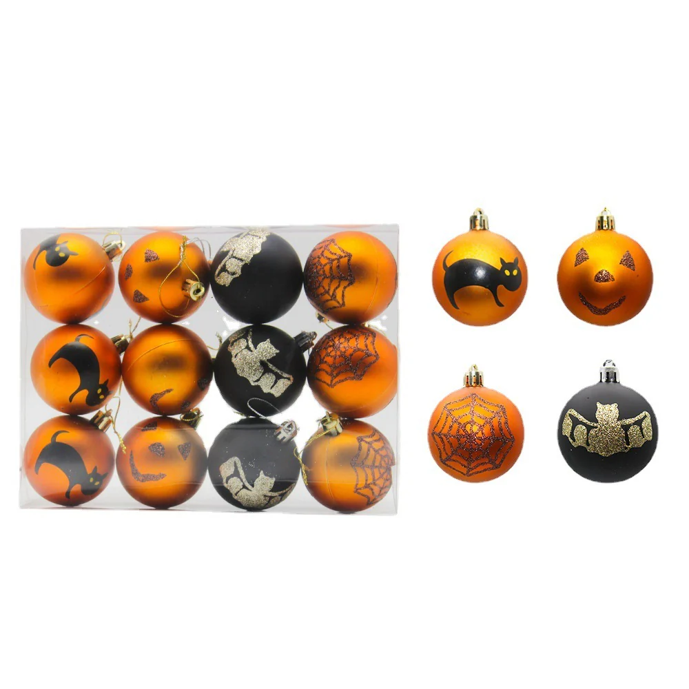 Halloween Ornaments 6cm Matte Balls Hanging Porch Decor - Image 2