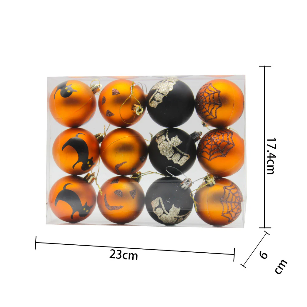 Halloween Ornaments 6cm Matte Balls Hanging Porch Decor - Image 3
