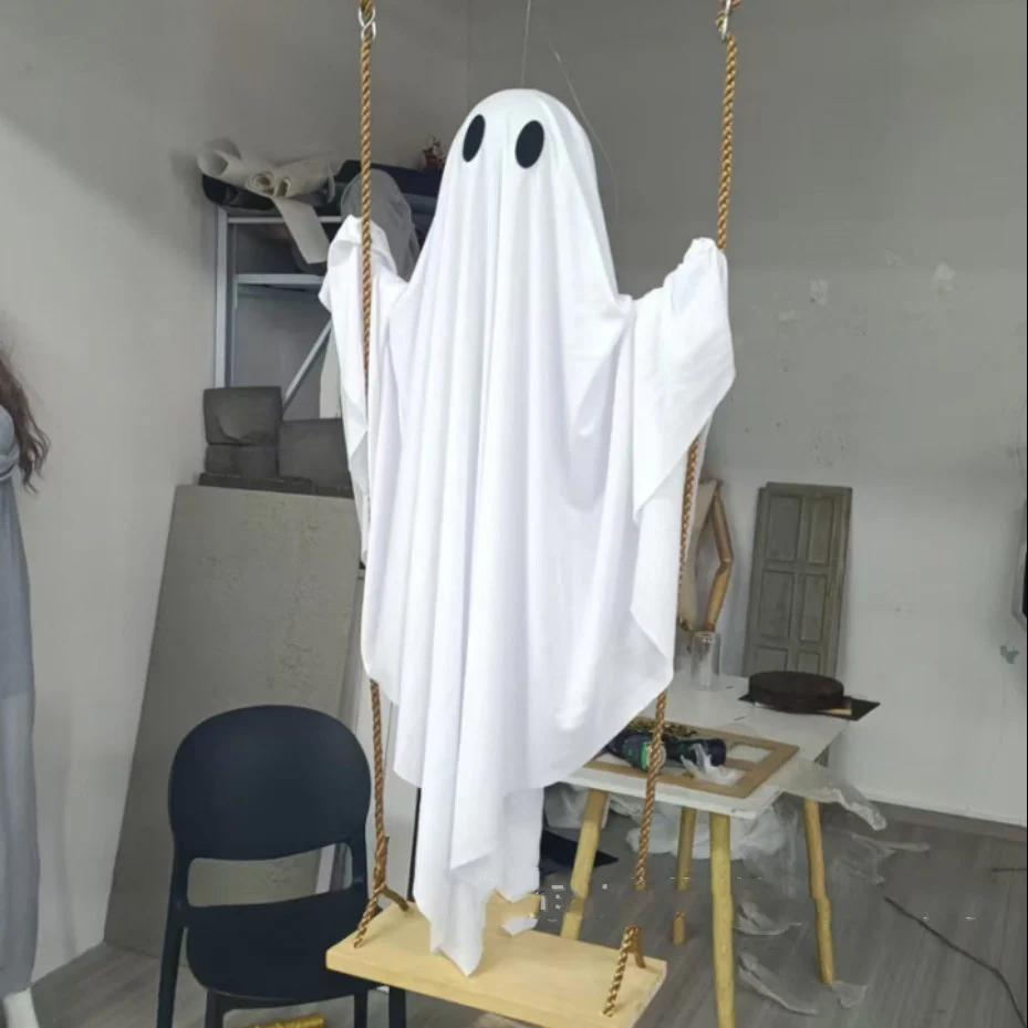 Halloween Lighted Swing Ghost Decoration Porch Remote - Image 3
