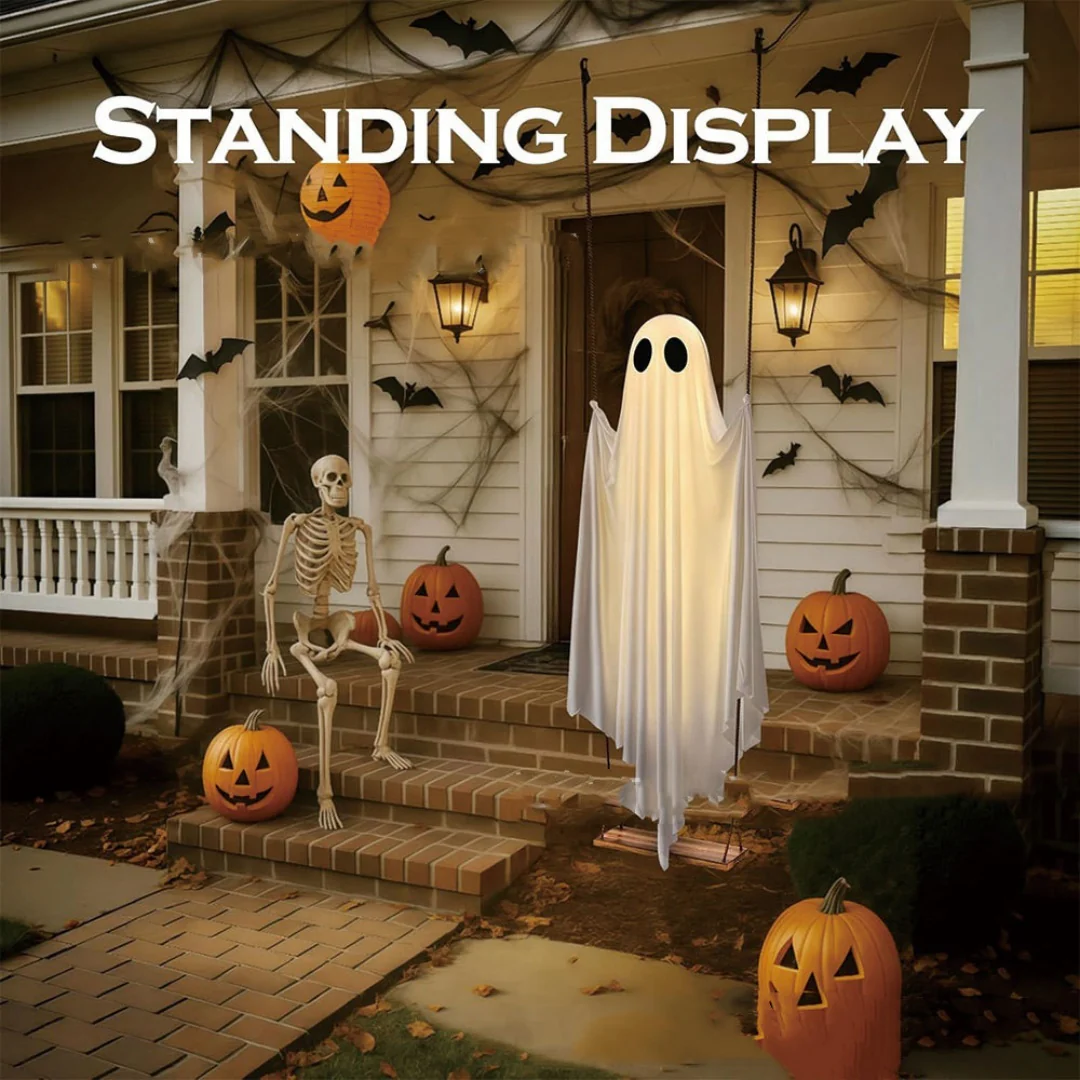 Halloween Lighted Swing Ghost Decoration Porch Remote - Image 4
