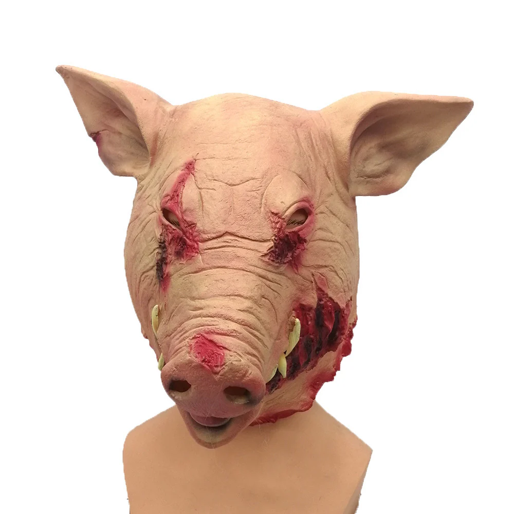 Rotten Pig Head Latex Mask Horror Halloween Cosplay Gore - Image 5