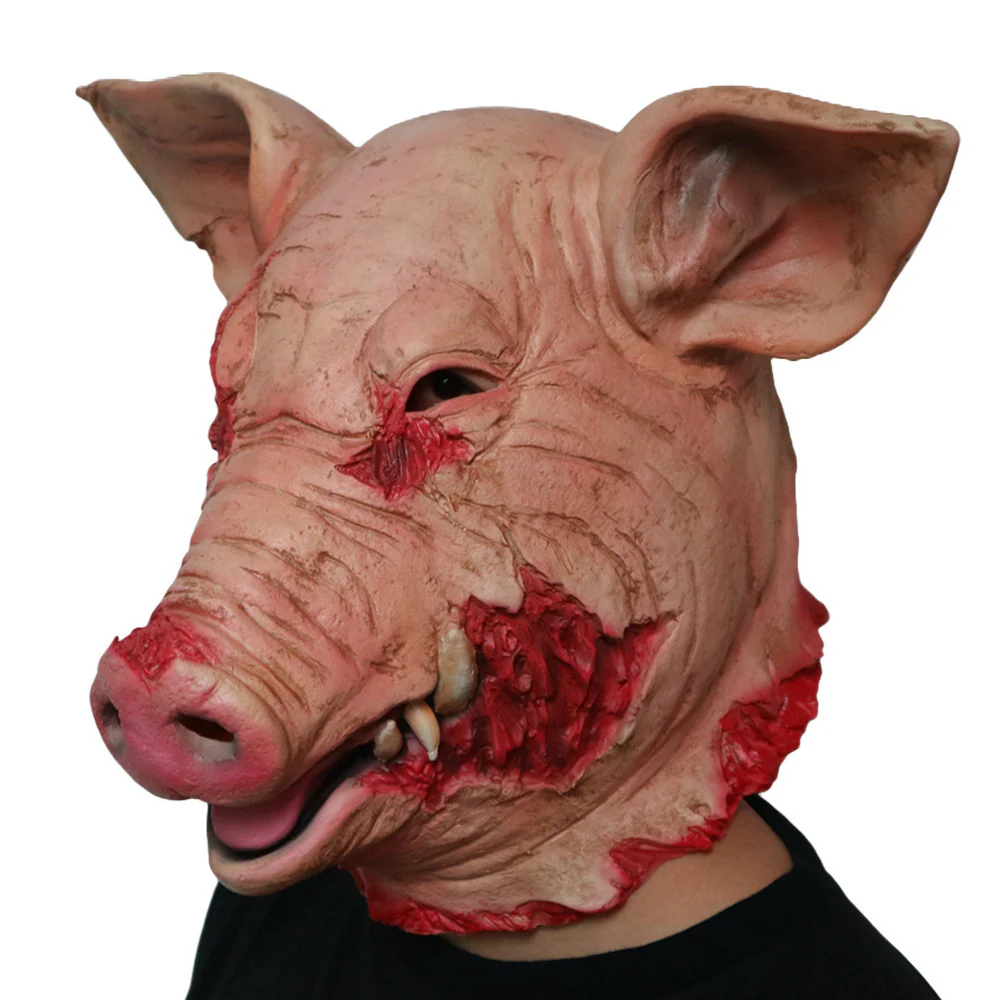 Rotten Pig Head Latex Mask Horror Halloween Cosplay Gore - Image 7