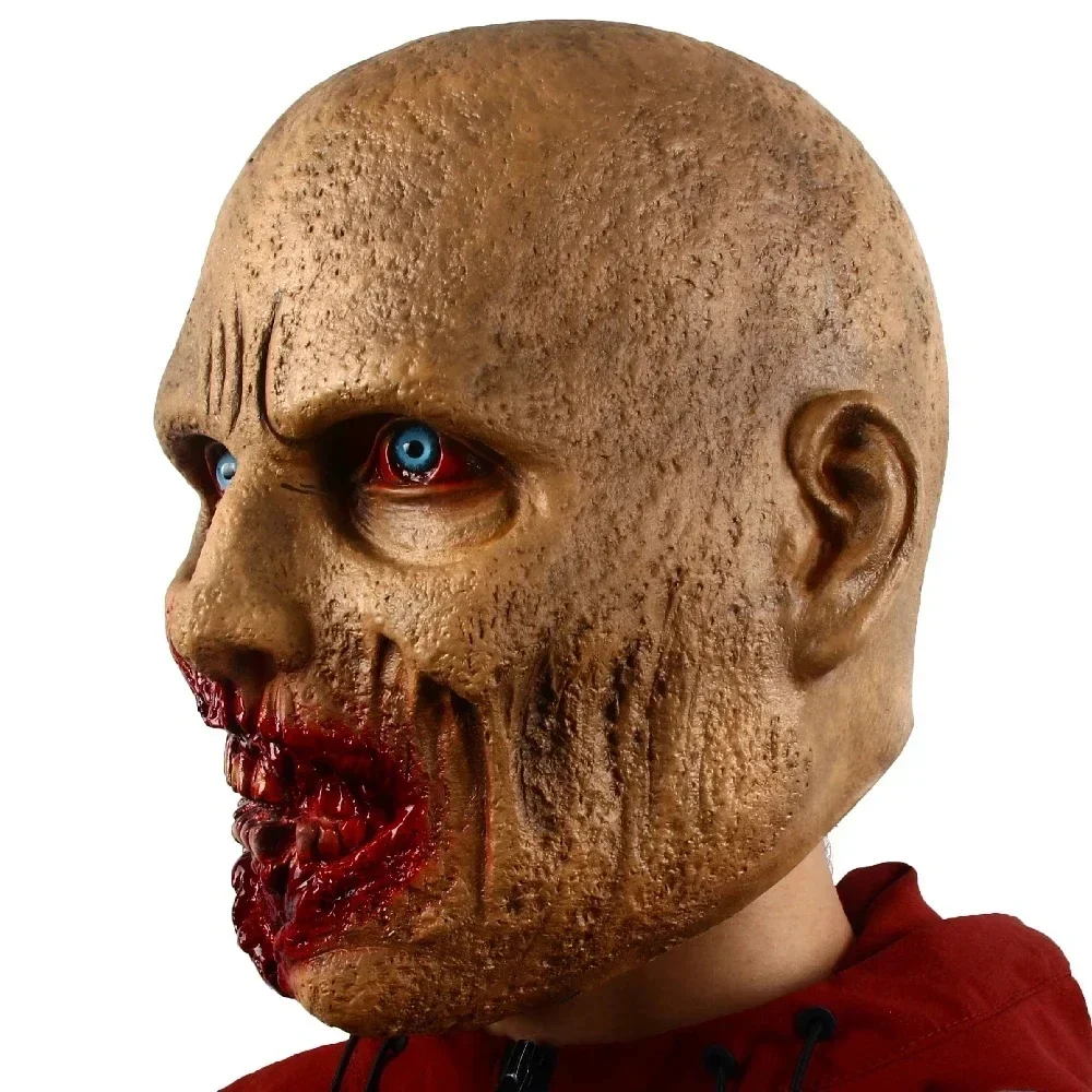 Halloween Latex Horror Mask With Gore Wound Blue Eyes - Image 2