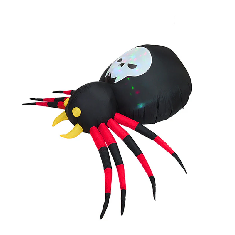 Inflatable Spider With LED Skull Abdomen Halloween Decor - Image 3