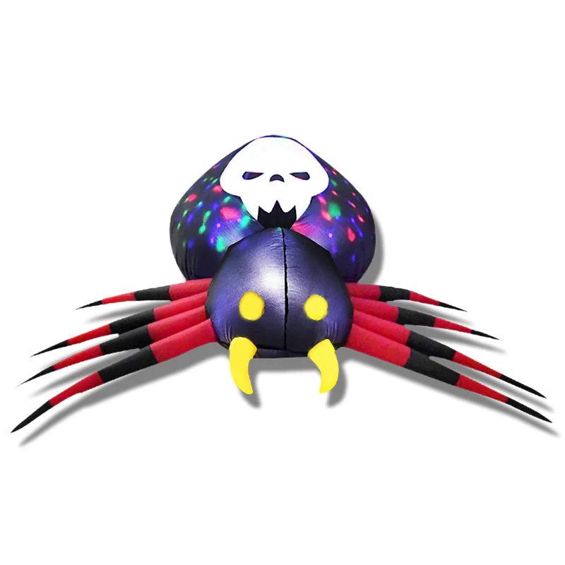 Inflatable Spider With LED Skull Abdomen Halloween Decor - Image 5