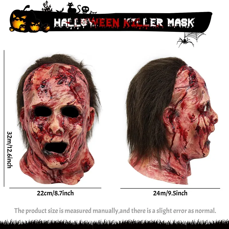 Halloween Mask Full Head Realistic Zombie Clown Horror Mask Halloween 2025 Scary Cosplay Party Prop - Image 4