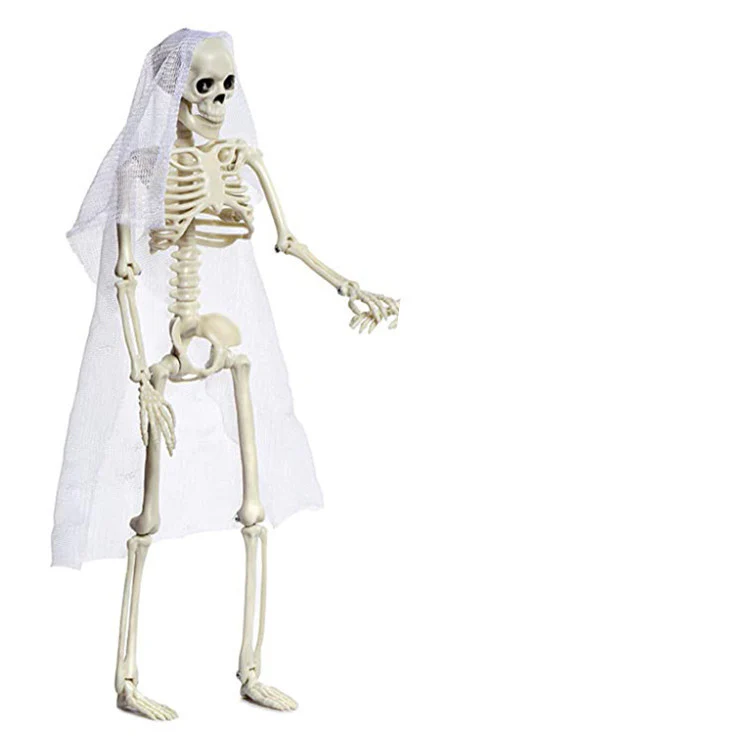 Halloween Plastic Skeleton Couple Props Wedding Veil Decor - Image 5