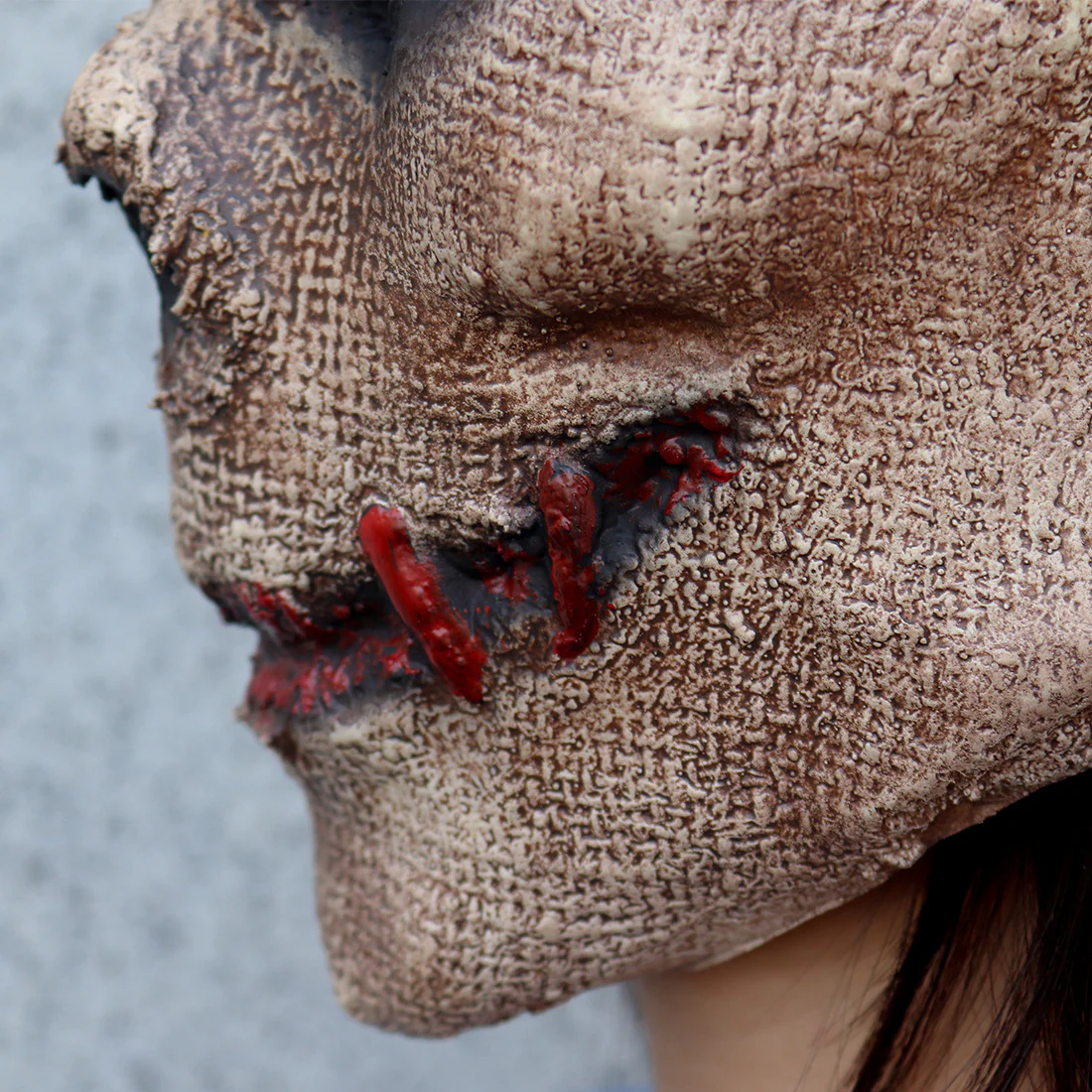 Stitched Latex Horror Mask Brown Halloween 2025 Cosplay - Image 5