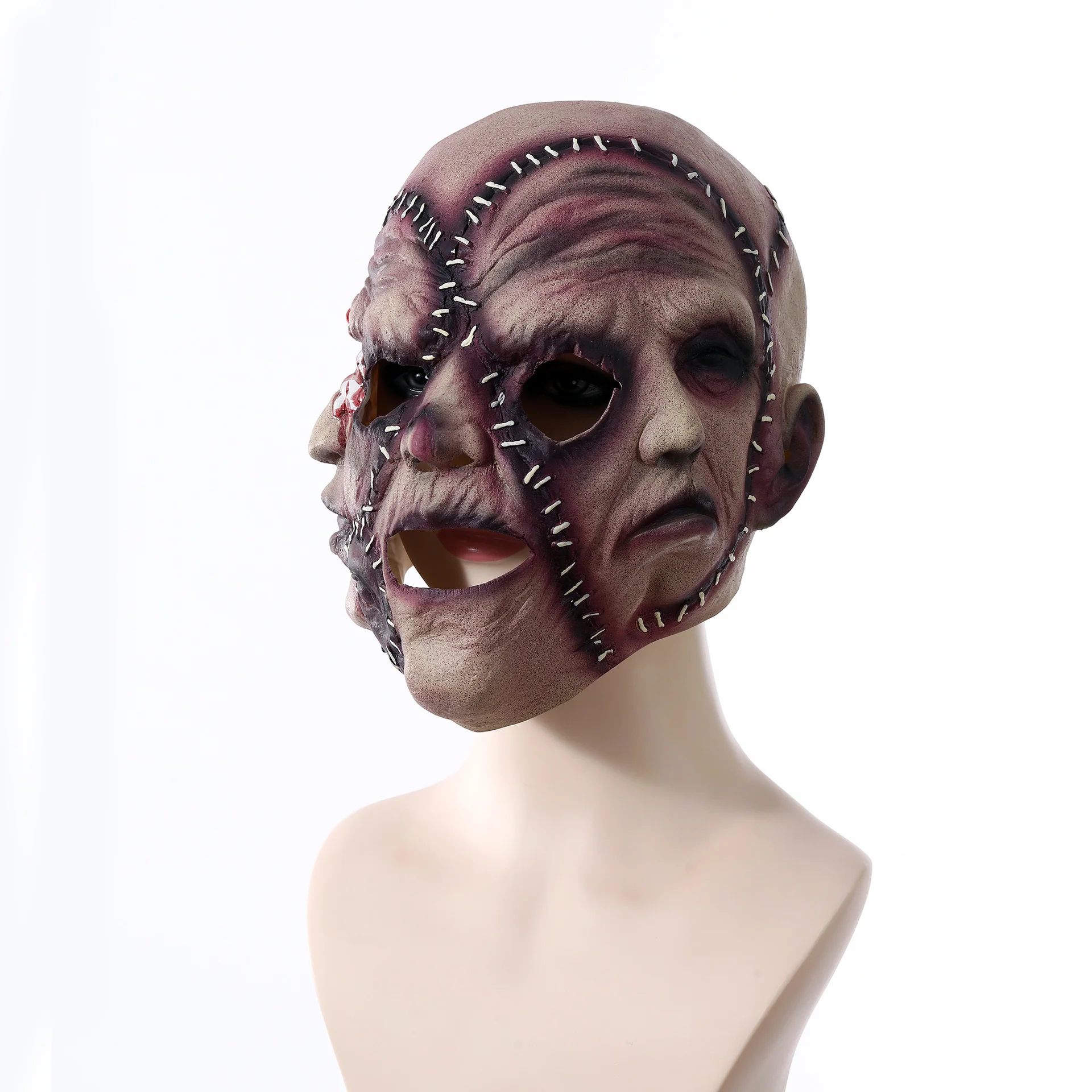 Halloween Mask Three Sided Grimace Latex Cosplay Prop - Image 3