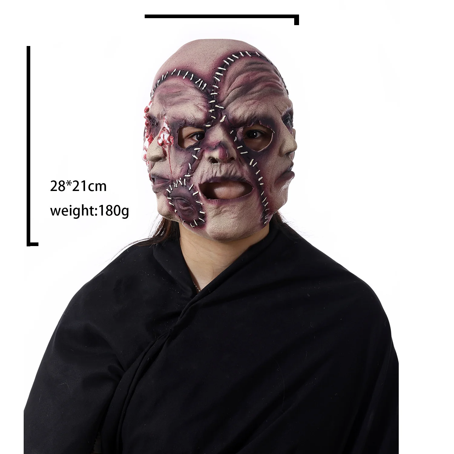 Halloween Mask Three Sided Grimace Latex Cosplay Prop - Image 4