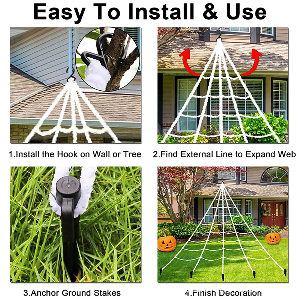 Halloween Spider Web Triangle Lawn Decor 2025 Haunted Prop - Image 5