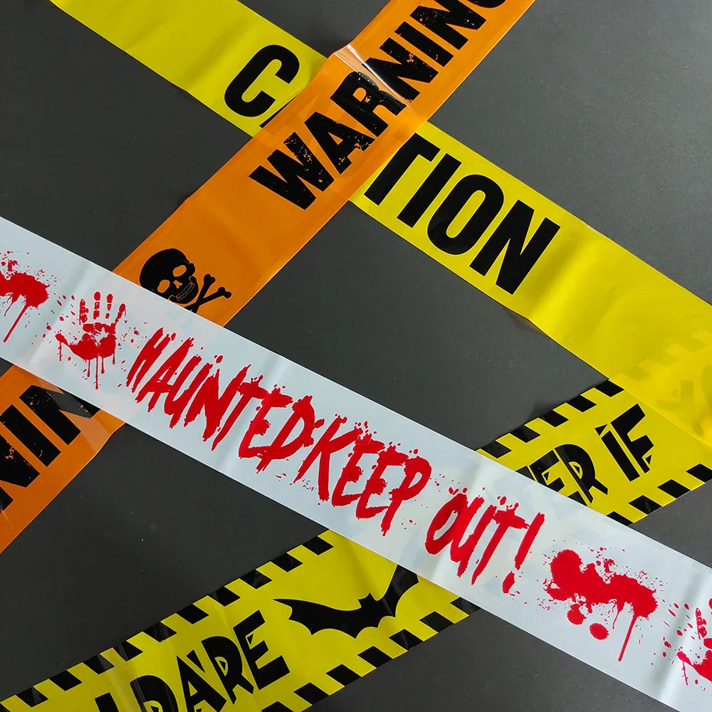 Halloween Warning Tape Spooky Party Decoration Banner Set Halloween 2025 Decor Easy Hang Window Prop - Image 3