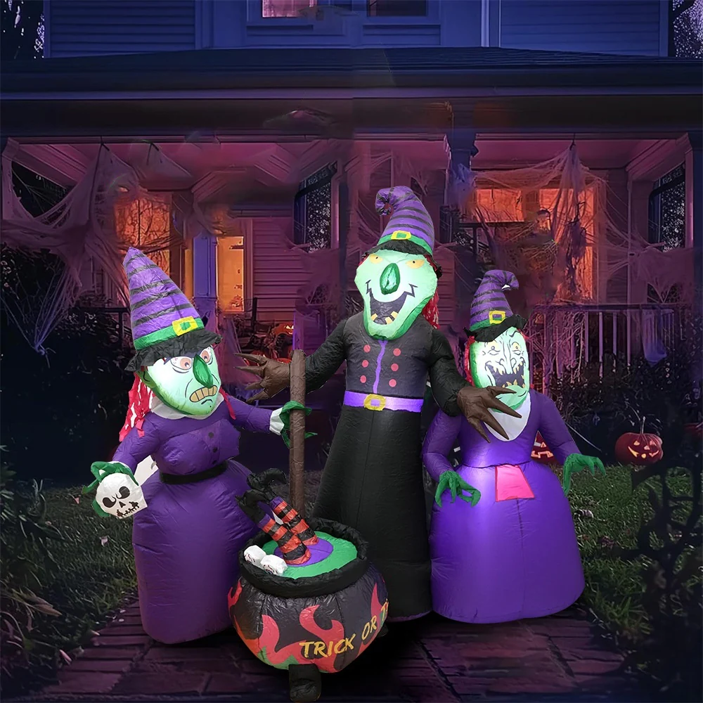 Witch Inflatable Luminous Halloween Yard Decor Outdoor - Image 3