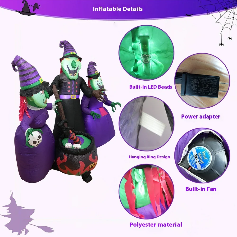 Witch Inflatable Luminous Halloween Yard Decor Outdoor - Image 5