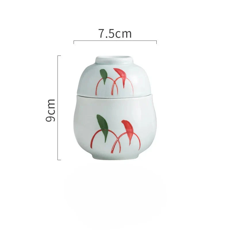 Hand Painted Japanese Ceramic Lidded Dessert Bowls Set - Image 10