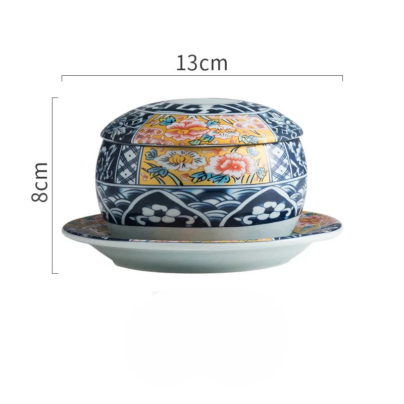 Hand Painted Japanese Ceramic Lidded Dessert Bowls Set - Image 11