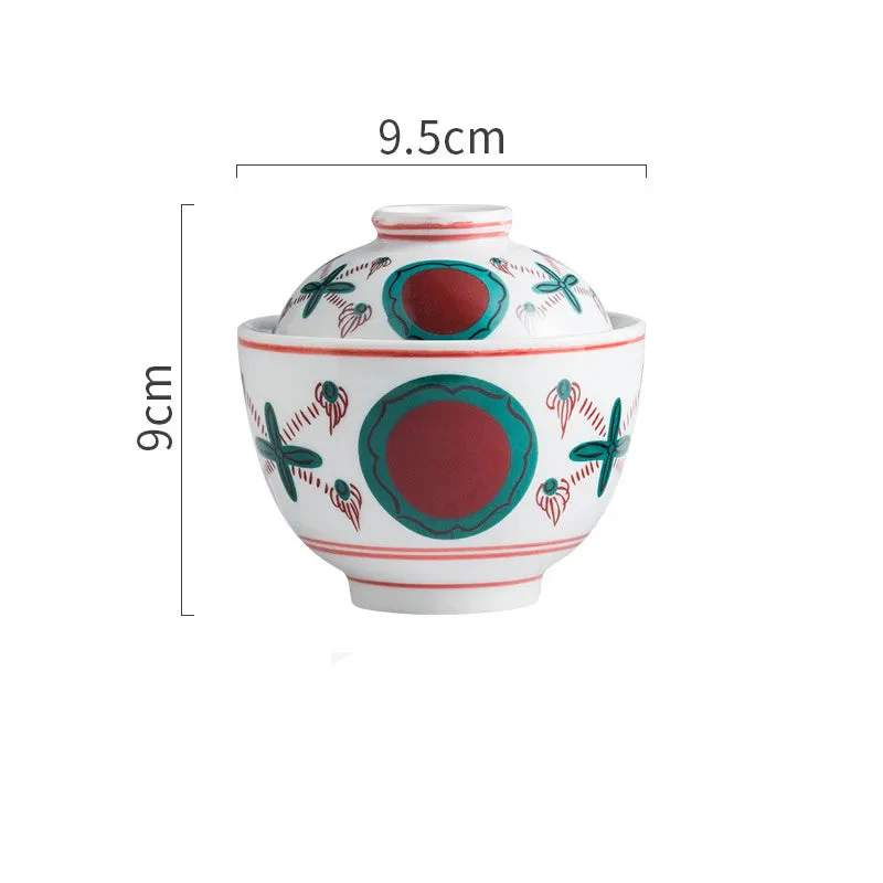 Hand Painted Japanese Ceramic Lidded Dessert Bowls Set - Image 12