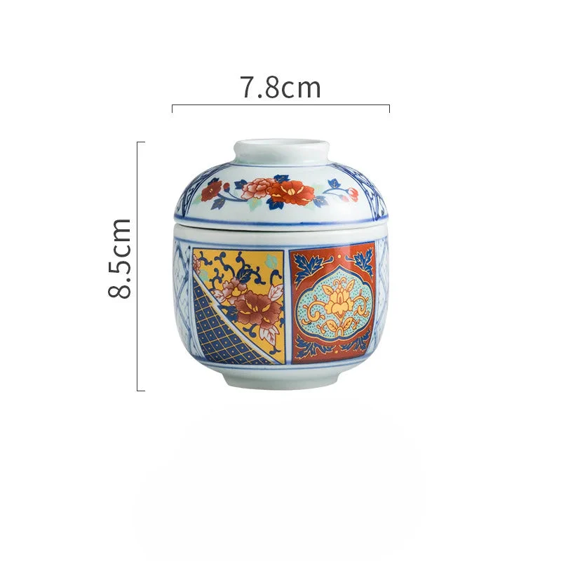 Hand Painted Japanese Ceramic Lidded Dessert Bowls Set - Image 13