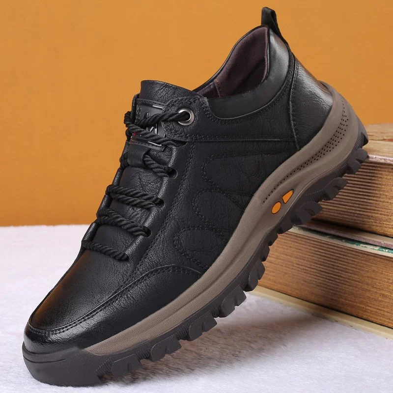 Hand-Sewn Leather Leisure Mens Shoes, Waterproof, Breathable, Ergonomic Insole, Durable Rubber Sole, Comfortable for Outdoor Activities - Image 3