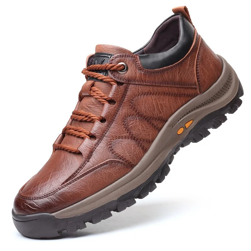 Hand-Sewn Leather Leisure Mens Shoes, Waterproof, Breathable, Ergonomic Insole, Durable Rubber Sole, Comfortable for Outdoor Activities - Image 7