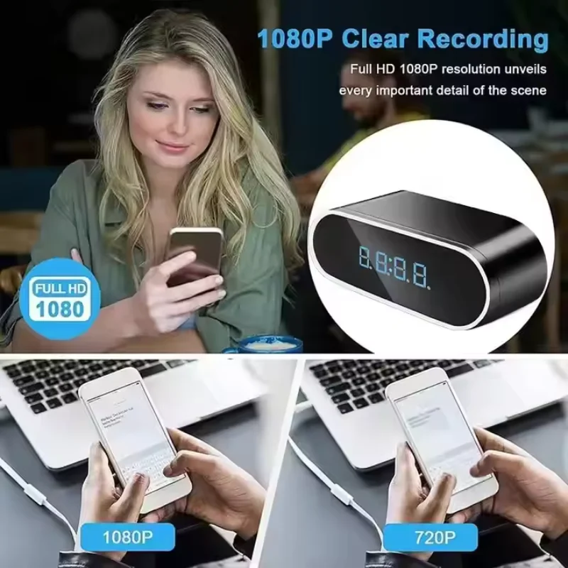 HD 1080P Alarm Clock Camera Wireless Wifi Surveillance Cam With IR Night Vision DVR For Home Security Fall 2025 - Image 3