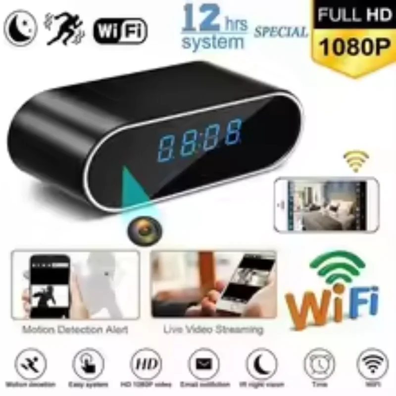 HD 1080P Alarm Clock Camera Wireless Wifi Surveillance Cam With IR Night Vision DVR For Home Security Fall 2025 - Image 4