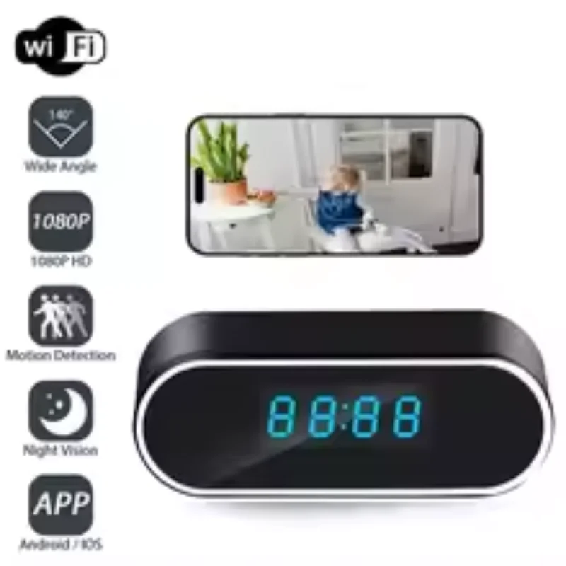 HD 1080P Alarm Clock Camera Wireless Wifi Surveillance Cam With IR Night Vision DVR For Home Security Fall 2025 - Image 5